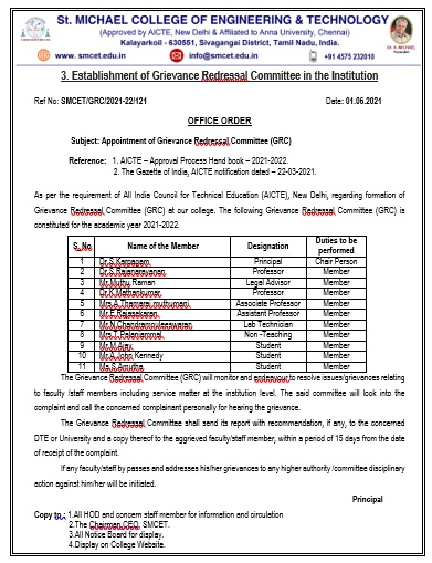 SMCET Anti-Ragging Notification